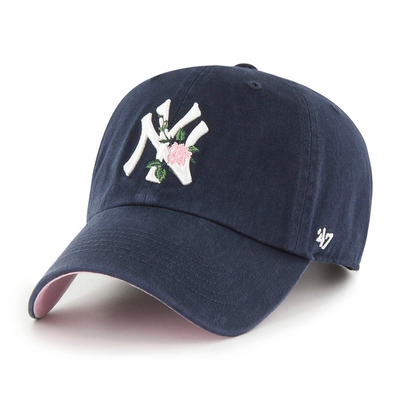 47 New York Yankees Thorn Clean Up Dad Hat Baseball Cap - Navy/Pink Rose - Image 1